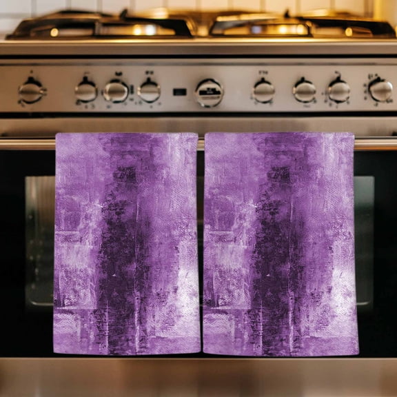 Purple Kitchen Towels Set of 1, Retro Oil Painting Modern Abstract Art Aesthetics Absorbent Dish Towels for Kitchen, Microfiber Hand Towel, Quick Drying Tea Towel for Cleaning Decorative Dishcloths