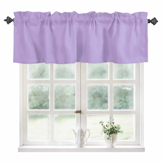 Purple Kitchen Valances for Windows 42x18 Inch Kitchen Curtains Valances Rod Pocket Modern Pure Lavender Purple Bathroom Window Valances for Window Treatment Decor
