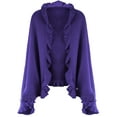 thumbnail image 1 of Purple Knit Poncho Shawl With Ruffled Edge, 1 of 4