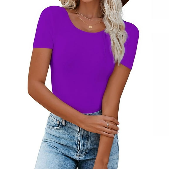 Purple L WIZUTIZ Tops for Women up to 50% Off Cotton Blend Plus Cotton Linen Vintage Blouse Solid Ultra Soft Ladies Tshirts Casual Round Neck Tops Linen Plus Size Tee Fluffy Short Sleeve Tshirt Shirt