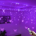 thumbnail image 1 of Purple LED Butterfly Icicle Curtain Garland Fairy Lights for Valentine's Day Room Wedding Birthday Party Christmas Decoration, 1 of 1