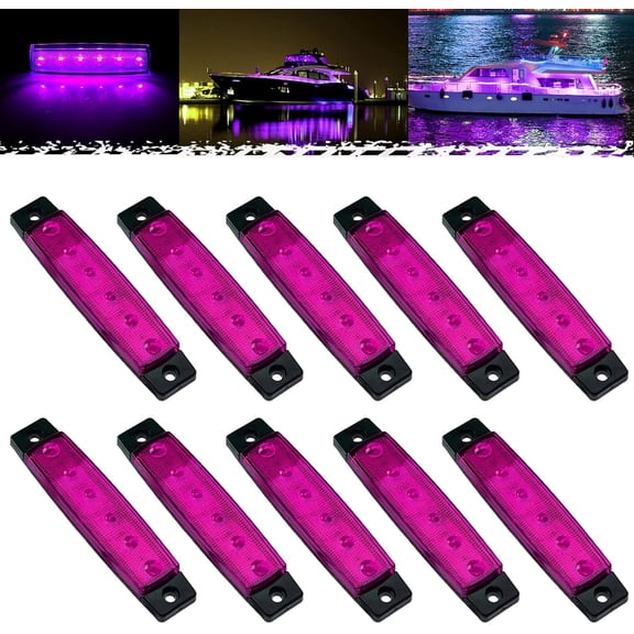 Purple LED Marine Boat Interior Courtesy Lights Waterproof IP67 12V, 10 Pack