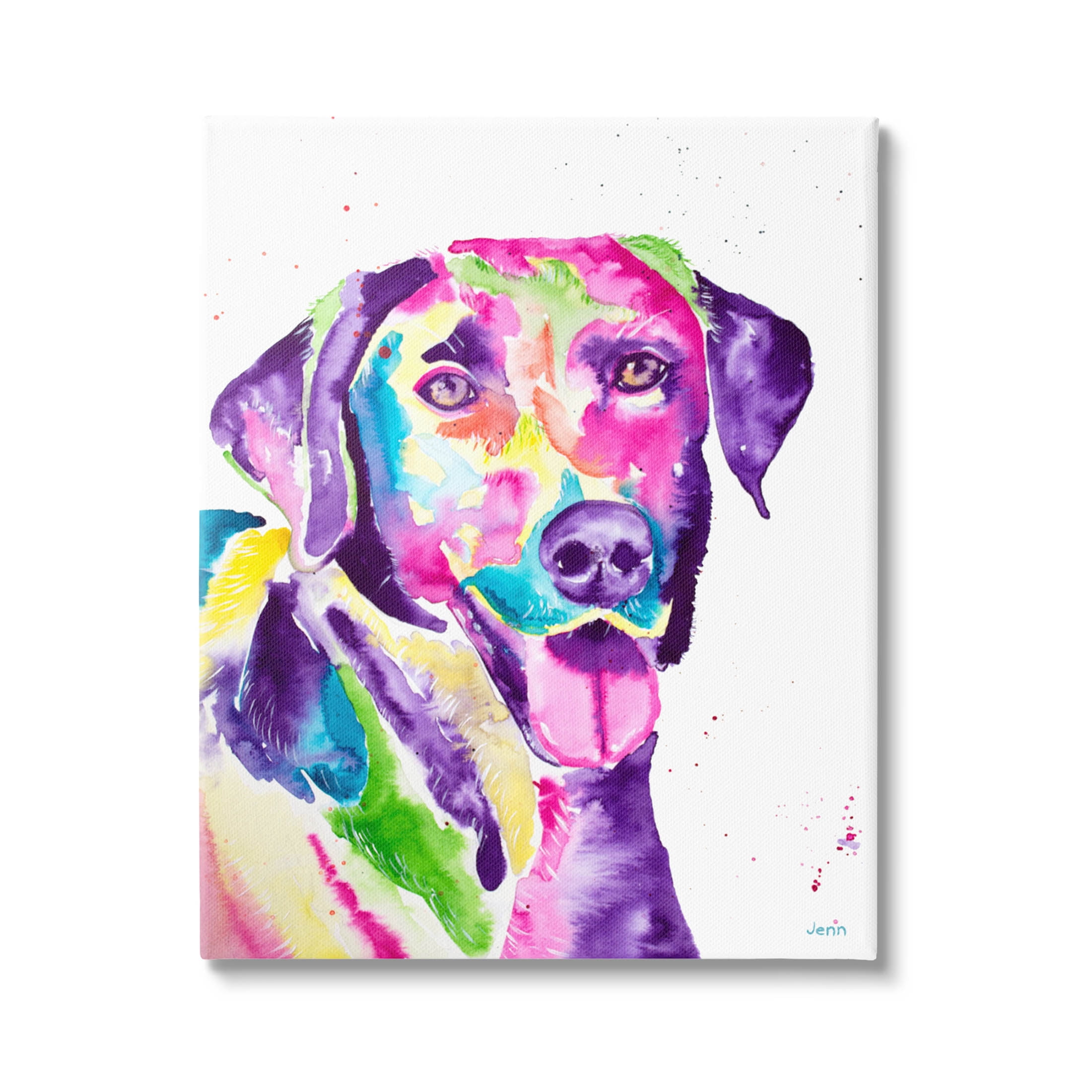 Purple Lab Dog Happy Retriever Animals & Insects Graphic Art Gallery Wrapped Canvas Print Wall Art