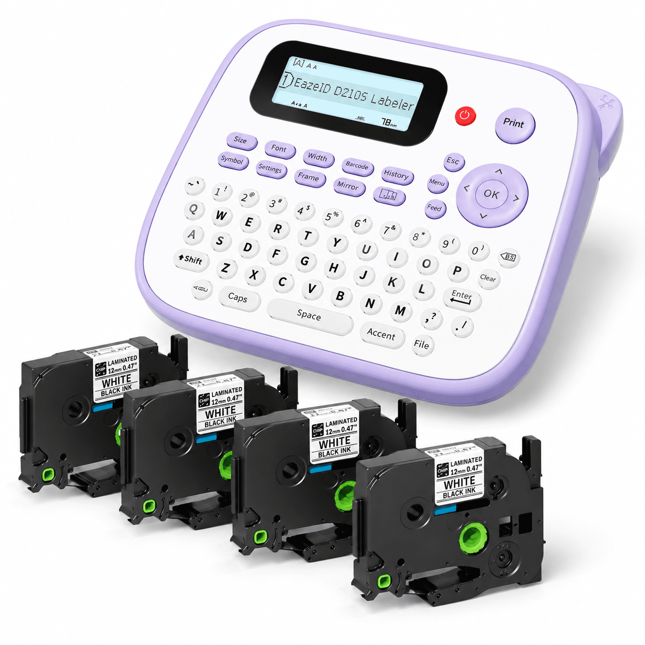 Purple Label Maker with 4 Tapes, Handheld Desktop Labeling Machine for ...