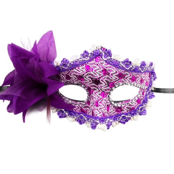 Purple Lace Masquerade Mask for Women Side Flower Venetian Style Mask for Masquerade Party Halloween Prom Bachelorette Party 1 Pack
