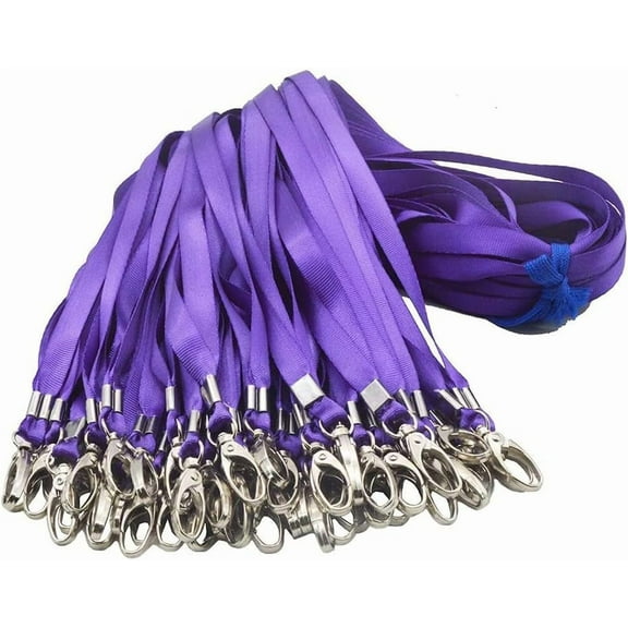 Purple Lanyards Bulk Lanyards for Id Badges 50 Pack Each 17.7-Inch Lanyard Clip Woven Badge Lanyard with Clip Swivel Hooks (Purple, 50)