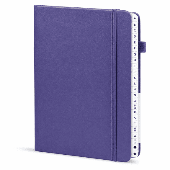 Purple Large (7x 10 inch) Hardcover Alphabetical Tab Address Book & Journal