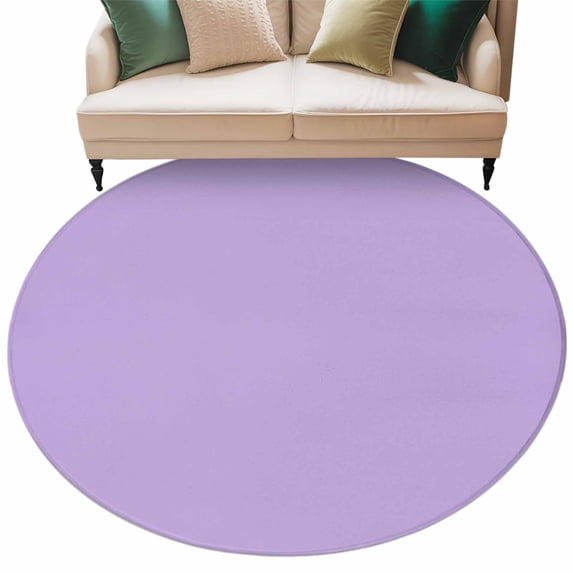 Purple Large Area Rugs for Bedroom Living Room, Soft Non Slip Carpet Bedside Rug, Modern Pure Lavender Purple Round Floor Cover Kitchen Accent Rug 5' for Dining Room/Office