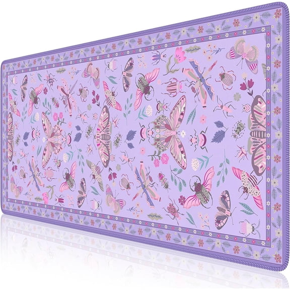 Purple Large Mouse Pad, Desk Matt for Desktop, XXL Desk Mat for Keyboard and Mouse, Anti-Slip Big Mousepad Computer Mat with Stitched Edges