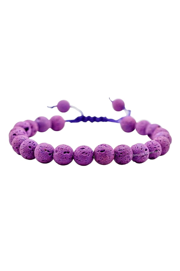 Purple Lava Stone Bracelet - 8mm Beaded Bracelet and Healing Stones