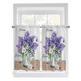 thumbnail image 1 of Purple Lavender 2 Panel Kitchen Curtains for Windows, Spring Floral Daisy Butterfly Leaves Gray Bathroom Privacy Curtain, Home Décor Window Treatment for Bedroom/Living Room 55"x45", 1 of 6