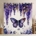 thumbnail image 1 of Purple Lavender 30%-50% Blackout Curtains,Butterfly Flowers Curtains,Botanical Leaves Boho 38"Wx45"L 2 Panels Curtains & Drapes,Cute Animlas Window Treatments, 1 of 6