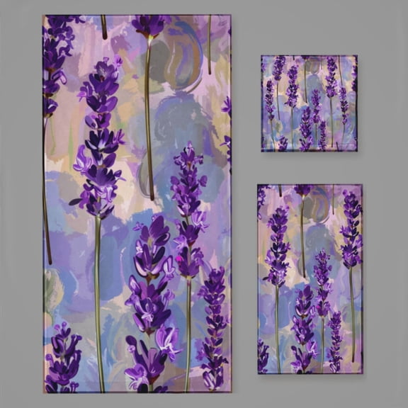 Purple Lavender (41) Bath Towel Sets For Bathroom Hand Towels Fingertip Towels 3 Piece Soft Absorbent For Bathroom Kitchen Hotel Beach
