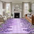 thumbnail image 1 of Purple Lavender Area Rugs 8'x10', Washable Small Throw Rugs for Living Room Patio, Spring Watercolor Wildflowers Plant Plaid Indoor Outdoor Rug Non-Slip Low Pile Carpet Runner Reversible Floor Mats, 1 of 8