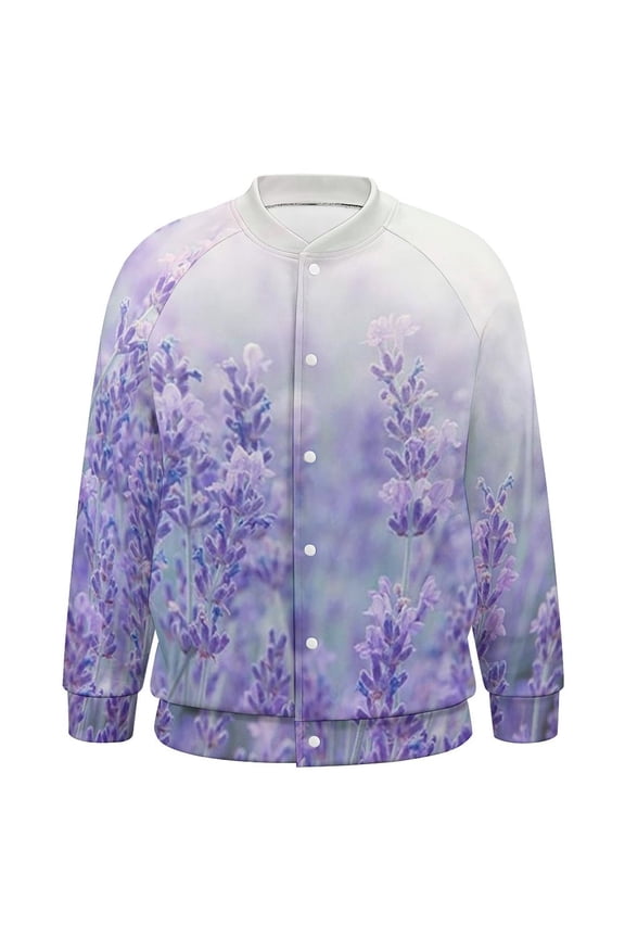 Purple Lavender Baseball Jersey Fashion Ribbed Sleeve Man Women's Jacket Motion Tops XXS-6XL