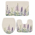 thumbnail image 1 of Purple Lavender Bath Mat 3 Piece Bathroom Rug Set, Botanical Blossom Motif Leaves Spring Non Slip Bath Rug Contour Mat and Toilet Lid Cover, Absorbent Shower Mats Soft Bath Rugs and Mats Sets, 1 of 8