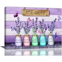 Purple Lavender Bathroom Wall Art Farmhouse Lavender Flower Pictures Wall Decor Country Rustic Floral Inspirational Canvas Painting Modern Home Framed Artwork For Office Bedroom 12"X16"