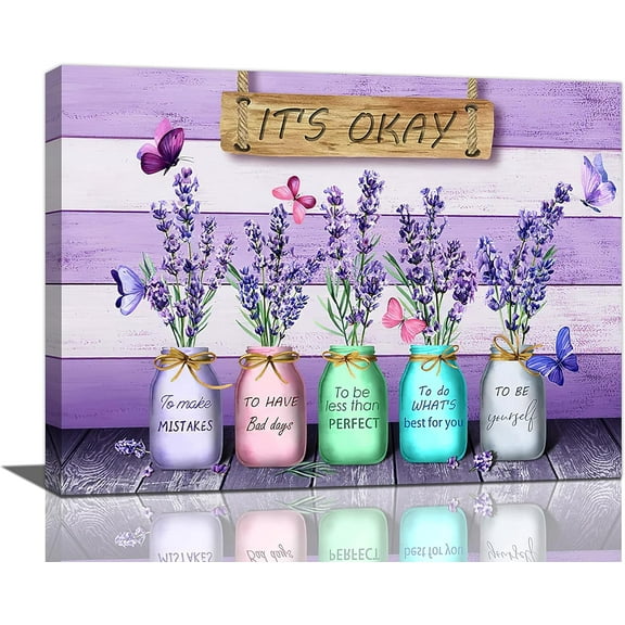 Purple Lavender Bathroom Wall Art Farmhouse Lavender Flower Pictures Wall Decor Country Rustic Floral Inspirational Canvas Painting Modern Home Framed Artwork For Office Bedroom 12"X16"