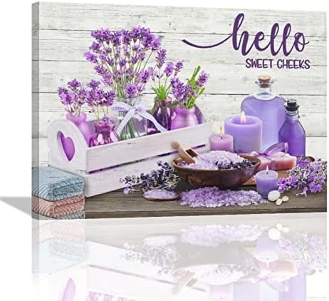 Purple Lavender Spa Canvas Wall Art with Candles, 16" x 12"