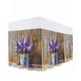 thumbnail image 1 of Purple Lavender Bed Skirt King Size 18" Drop Wood Board Iron Bucket Oil Painting Style Ruffled Wrap Around Bed Skirts Adjustable Elastic Bedskirt Dust Ruffle for King Size Bed, 1 of 7