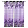 thumbnail image 1 of Purple Lavender Blackout Curtains for Bedroom - 84 Inch Long Light Blocking 2 Panels Set, Spring Watercolor Wildflowers Plant Plaid Thermal Living Room Drapes Grommet Window Curtains 52"x84", 1 of 8