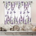 thumbnail image 1 of Purple Lavender Butterfly Kitchen Curtain 27.5W X 39L Inch 2 Panel Rod Pocket Liac Floral Spring Flower Rustic Farmhouse Wooden Country Small Short Cafe Tier Window Drapes Bathroom Home Decor, 1 of 6