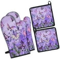 thumbnail image 1 of Purple Lavender Butterfly Scene Kitchen Oven Mitt and Pot Holder Sets 2 Pcs for Baking, Cooking and Grilling, Heat Resistant Up To 392 °F, 1 of 7