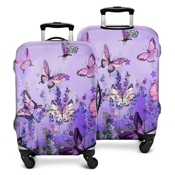 Purple Lavender Butterfly Scene Luggage Cover Fashion Suitcase Cover Baggage Covers Fit 25-28 Inch Luggage (Go Travel)
