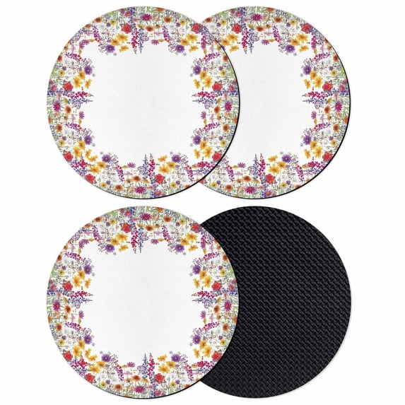 Purple Lavender Coasters Set of 4, Absorbent Coasters for Drinks, Watercolor Floral Daisy Botanical Spring Coaster for Desk Coffee Table Protection, Home Decor House Warming Gifts 4"