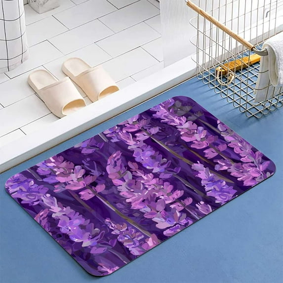 Purple Lavender Diatomite Bath Mats Bathroom Absorbent Anti Slip Floor Mat Foot Carpet Quick Dry Shower Toilet Rug Doormat Washable