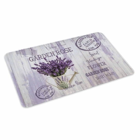 Purple Lavender Doormat Outdoor Entrance 24"x36", Vintage Farmhouse Rustic Floral Wooden Grain Absorb Moisture Dirt Door Mats, Non-Slip Rubber Backing Floor Mats Indoor, Low-Profile Front Door Rugs