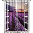 thumbnail image 1 of Purple Lavender Estate Grommet Blackout Curtains, Balcony Window Scenery Printed Curtains, Darkening Noise Reducing Curtains For Sliding Glass Door Living Room Bedroom 42"W x 84"L (Pack of 2), 1 of 6