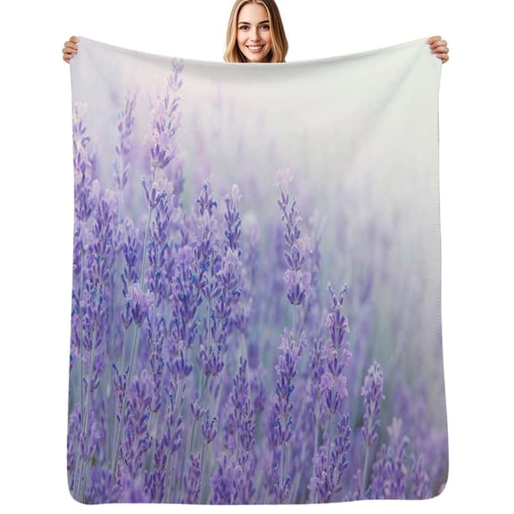 Purple Lavender Flannel Blanket Warm Soft Bedding Throws Winter Camping Chair Sofa Bed