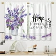 thumbnail image 1 of Purple Lavender Floral Kitchen Curtains Farmhouse Flower Bathroom Curtains Window Treatment Drapes Tier Plant Country Cafe Small Bedroom Short French Door Curtains 2 Panels 27.5x39 Inch, 1 of 6