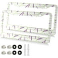 thumbnail image 1 of Purple Lavender Floral License Plate Frame - 2 Pack Universal Stainless Steel License Plate Holder with Screws & Chrome Caps, 2 Holes Car License Plate Cover for US Vehicles Home Decor, 1 of 7