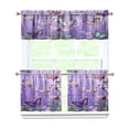 thumbnail image 1 of Purple Lavender Flower Butterflies 3 Piece Kitchen Curtains Sets with Valance for Windows Rod Pocket Machine Washable Kitchen Curtain Valance 3 Piece Set Decorations (54"x18"+2x27.5"x24"), 1 of 6