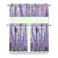 thumbnail image 1 of Purple Lavender Flower Butterflies Kitchen Curtain Valance 3 Piece Set Short Curtain Sink Window Decor 36 Inch Small Window Treatment Tier 27.5x36 Length, 1 of 6
