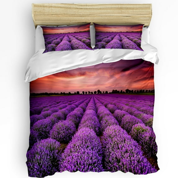 Purple Lavender Flower Field Bedding Set Duvet Cover Pillowcase Kids Adult Quilt Cover Double Bed S