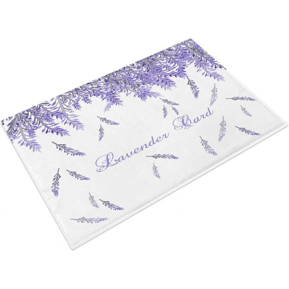 Purple Lavender Flower Field Elegant Floral Pattern Bath Mats for Bathroom Non Slip Absorbent Soft Microfiber Plush Doormat Rugs Decor Floor Mat 18x30 Inch
