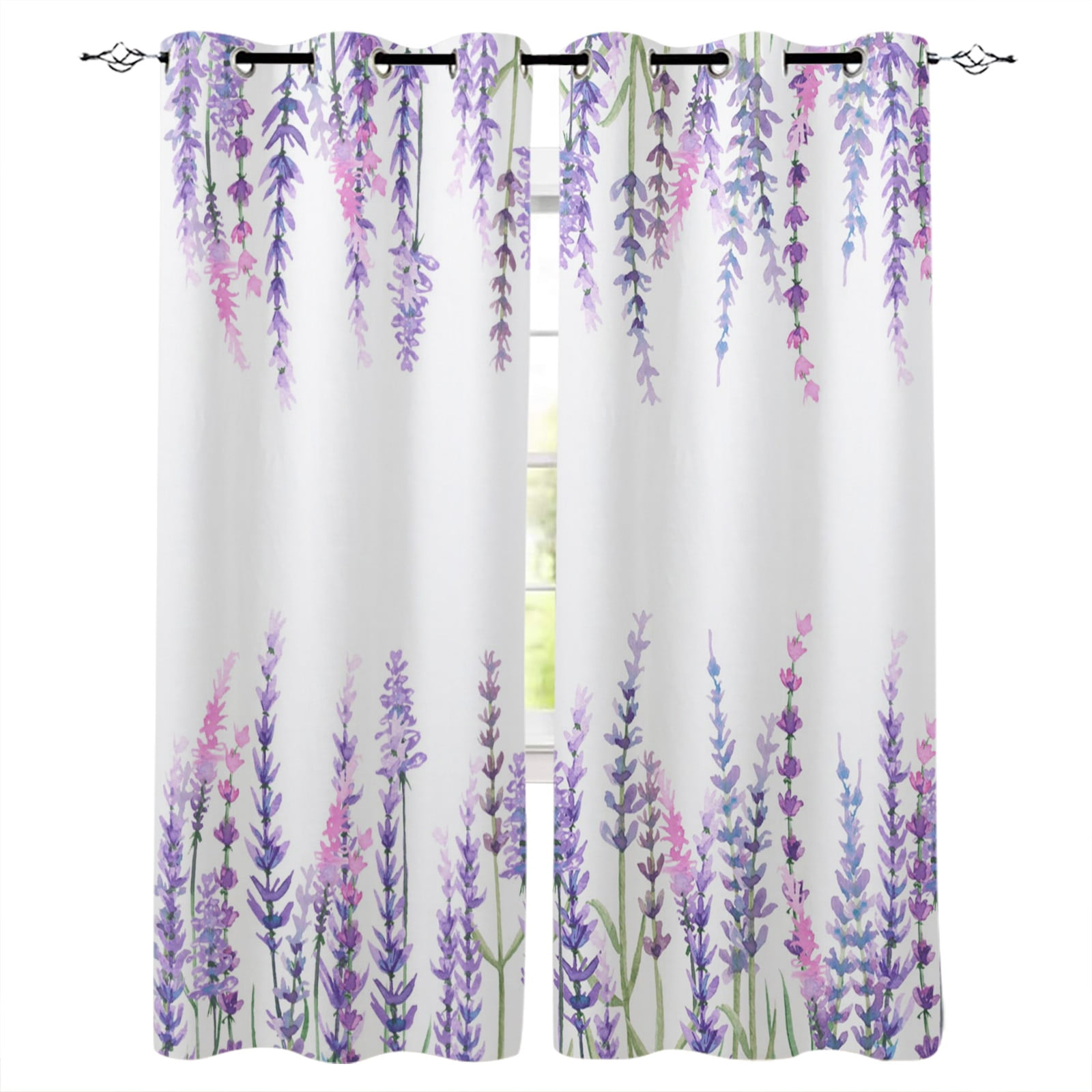 Purple Lavender Flower Window Curtains Bedroom Kitchen Living Room ...