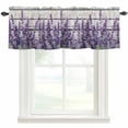 thumbnail image 1 of Purple Lavender Flowers Window Valance Curtain Wood Grain Rod Pocket Short Curtain for Living Room, Bedroom & Kitchen Window Decor 42x18in, 1 of 8