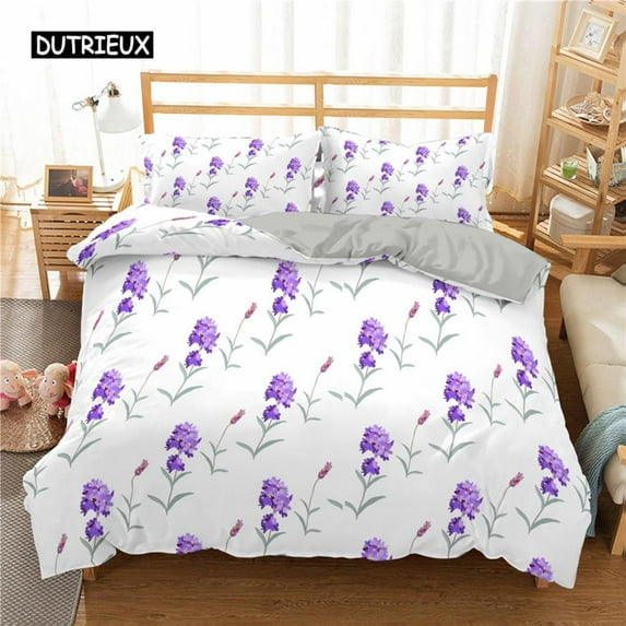 Purple Lavender King Duvet Cover Fantasy Flowers Bedding Set Women Beautiful tic Floral Polyester