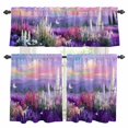 thumbnail image 1 of Purple Lavender Kitchen Curtains Sets for Windows 36 Inch Length, Spring Country Oil Painting Butterfly Flower Rod Pocket Window Treatments Tier Curtains and Valances Set for Bedroom/Bathroom, 1 of 8