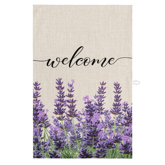 Purple Lavender Kitchen Towels, Absorbent Microfiber Kitchen Dish Hand Tea Bath Towel, Purple Spring Floral Wildflower Plant Quick Dry Cleaning Cloth Dishclothes Decorative Sets, (1-PC, 18x28)
