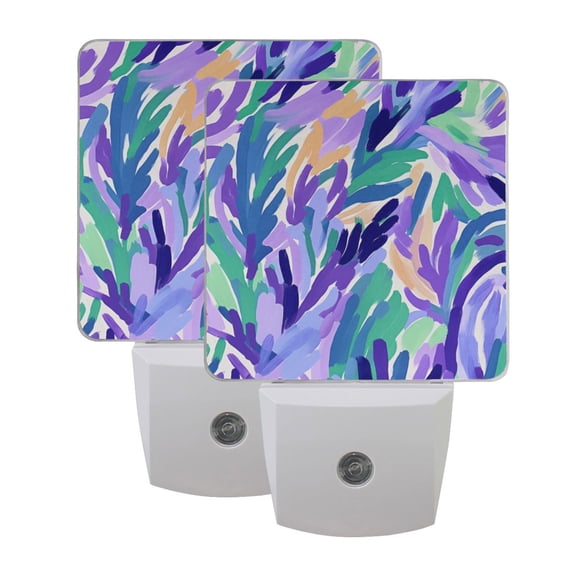 Purple Lavender LED Night Light with Smart Sensor Plug Into Wall Dusk to Dawn 2 packs