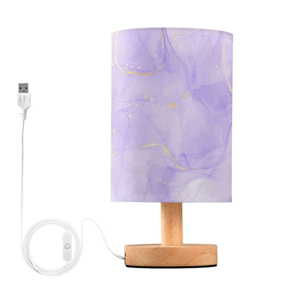Purple Lavender Liquid Bedside Table Lamp LED Warm Lights with USB Charging Port Retro Cylinder Desk Lamps
