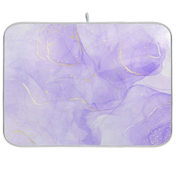 Purple Lavender Liquid Dish Drying Mat Microfiber Kitchen Pad Large Counter Absorbent Dish Mats Drainer Rack 16"x18"