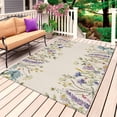 thumbnail image 1 of Purple Lavender Outdoor Rug for Patio/Deck/Porch, Non-Slip Large Area Rug 4 x 6 Ft, Spring Rustic Wildflowers Botanical Beige Indoor Outdoor Rugs Washable Area Rugs, Camping Rug Carpet Runner, 1 of 8