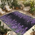 thumbnail image 1 of Purple Lavender Outdoor Rug for Patio/Deck/Porch, Non-Slip Large Area Rug 5 x 8 Ft, Spring Watercolor Wildflowers Plant Black Indoor Outdoor Rugs Washable Area Rugs, Camping Rug Carpet Runner, 1 of 8