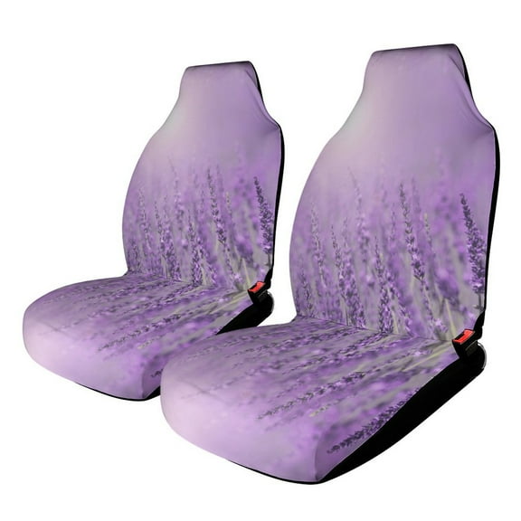 Purple Lavender Pattern Car Seat Cover Set Auto Front Bucket Cushion Protect Accessories 2 Piece